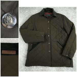 Lauren Ralph Lauren Green Equestrian Horse Jacket Quilted Coat size petite p/p